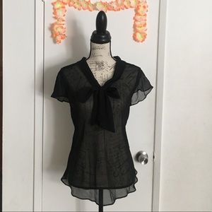 4/$20 Attention Black Sheer Top